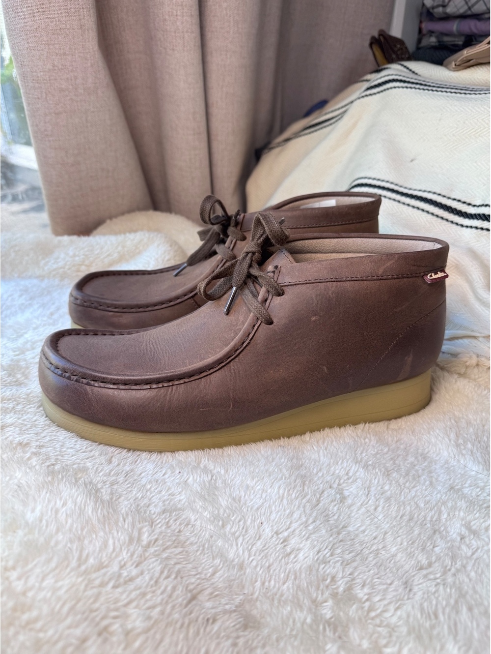 Clarks Stinson Hi Men’s 11M Brown Oily Leather Moc Toe Wallabee Chukka Boots